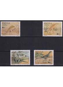 ANGOLA francobolli sui dinosauri serie completa nuova Yvert e Tellier 930-3